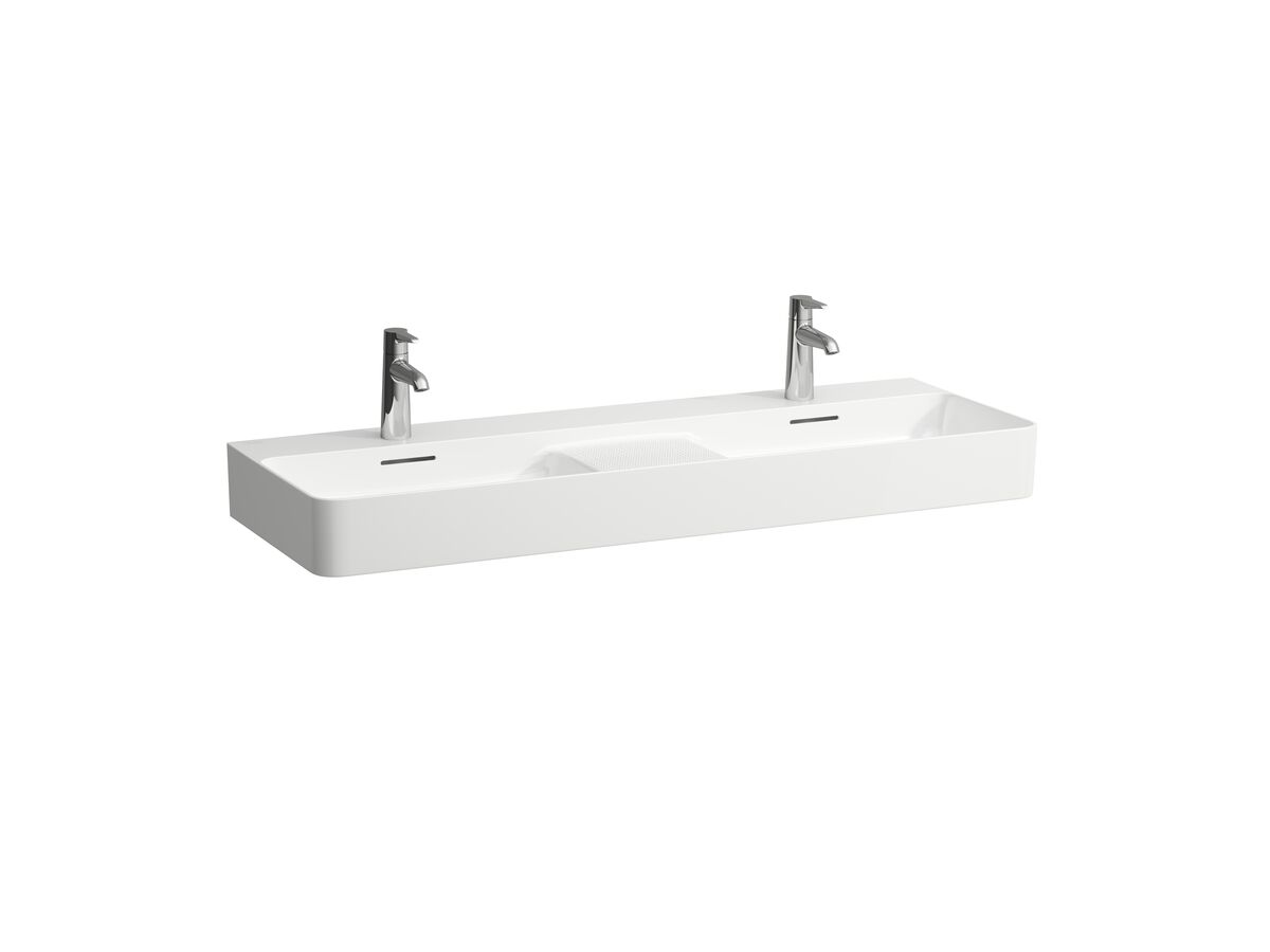 LAUFEN Val Double Wall basin 2 Taphole with Overflow 1200x420 Internal Texture