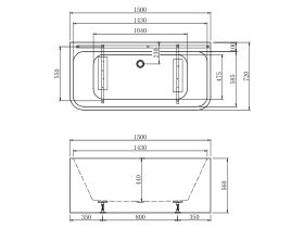 Mizu Soothe Back to Wall Freestanding Bath 1500 x 720mm White