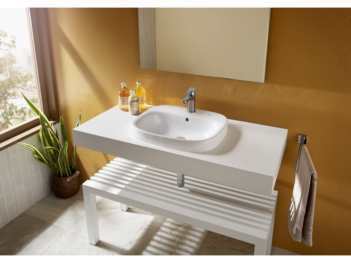 Roca Debba Semi Inset Basin 500mm x 410mm 1 Taphole White from Reece