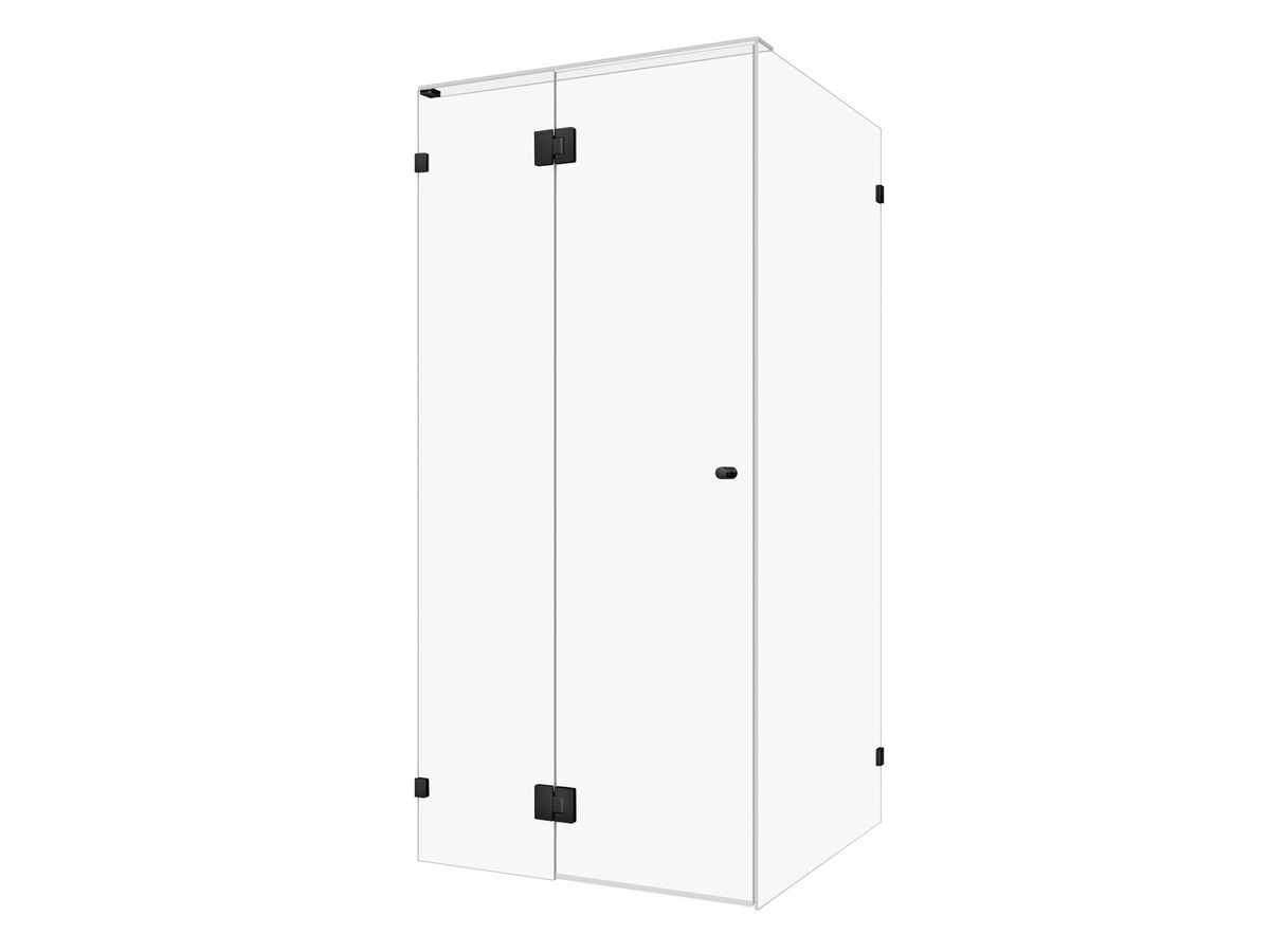 Hero - Kado Lux Frameless Enclosure with Wall Clips 1000 x 1000mm Matte Black