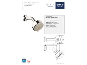 Technical Guide - GROHE Tempesta Cosmopolitan 100 Wall Shower with Arm 4 Spray Chrome (Not Star Rated)