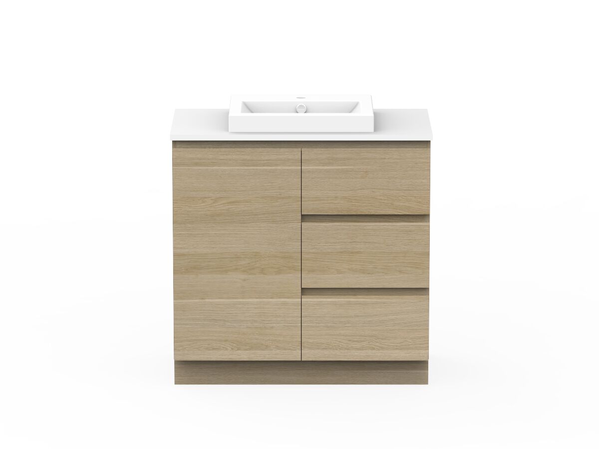 Posh Domaine Plus Conventional 900 Floor Mount Vanity Unit Caesarstone Top