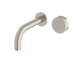 Milli Pure Progressive Wall Basin Mixer Tap System 160mm with Linear Textured Handle Brushed Nickel