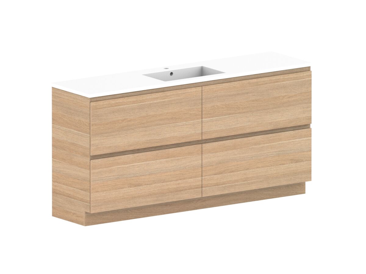 Posh Domaine Plus All-Drawer Twin 1800mm Floor Mounted Vanity Unit Single Bowl Cast Marble Top Centre Basin