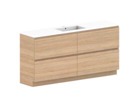 Posh Domaine Plus All-Drawer Twin 1800mm Floor Mounted Vanity Unit Single Bowl Cast Marble Top Centre Basin