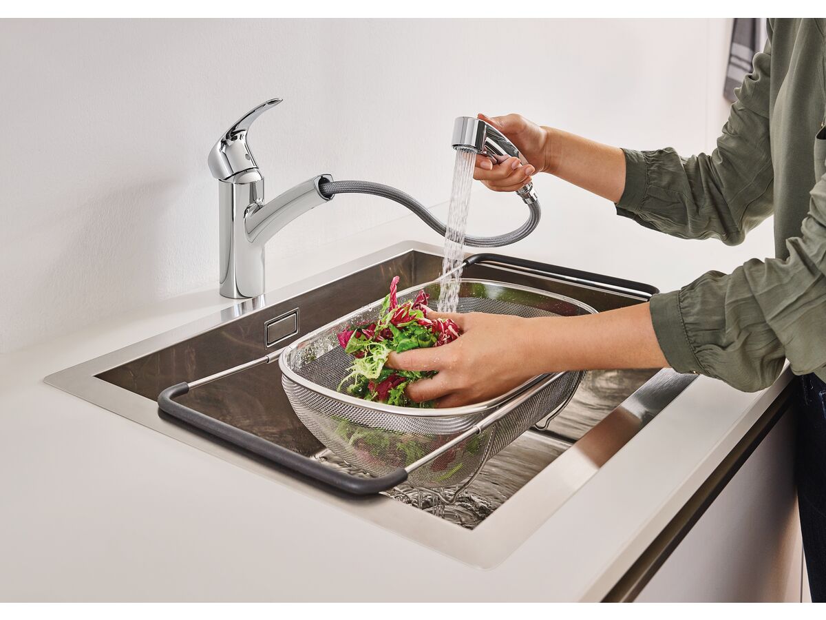 GROHE Eurosmart New Pull Out Sink Mixer Chrome (4 Star)