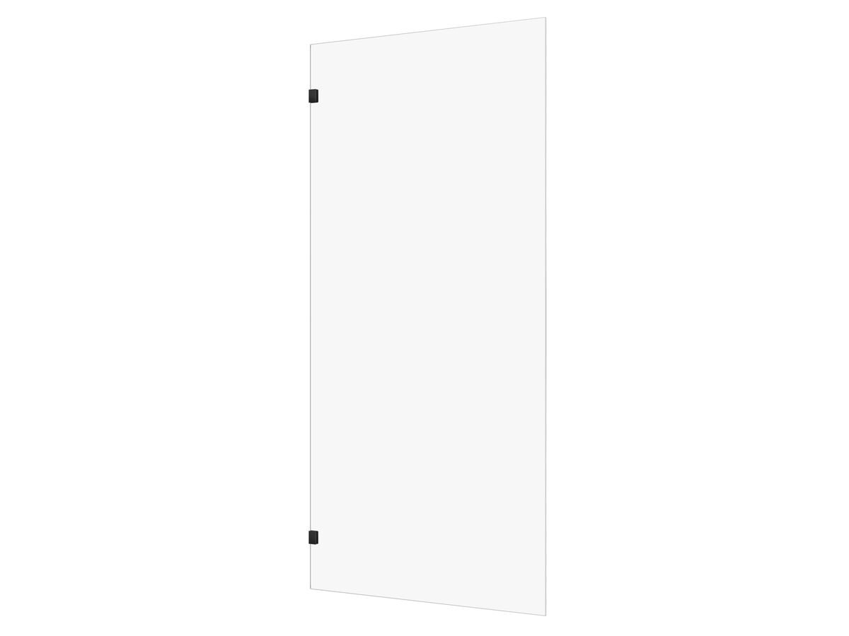 Hero - Kado Lux Frameless Rectangular Panel with Wall Clips Clear Glass 1000mm Matte Black