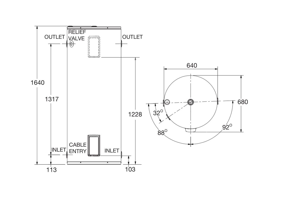 Everhot 315L 3.6kW Twin Element Electric Hot Water System from Reece