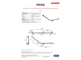Specification Sheet - Mizu Drift 840 x 715 x 40 Degree Accessible Toilet Grab Rail Modular Right Hand Matte Black