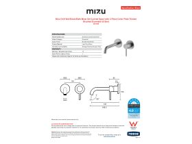 Specification Sheet - Mizu Drift Wall Basin/Bath Mixer Set Curved Spout with 2-Piece Cover Plate Trimset Brushed Gunmetal (6 Star)