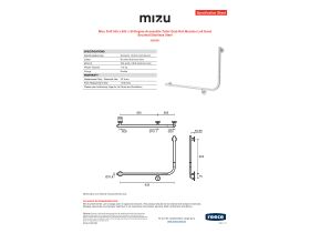 Specification Sheet - Mizu Drift 935 x 600 x 90 Degree Accessible Toilet Grab Rail Modular Left Hand Brushed Stainless Steel