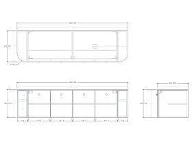 Technical Drawing - Kado Era 12mm Durasein Top Double Curve All Door 1800mm Wall Hung Vanity with Right Hand Basin