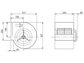 Technical Drawing - Kruger Centrifugal Fan KDD9/7T350W4P-1 3S