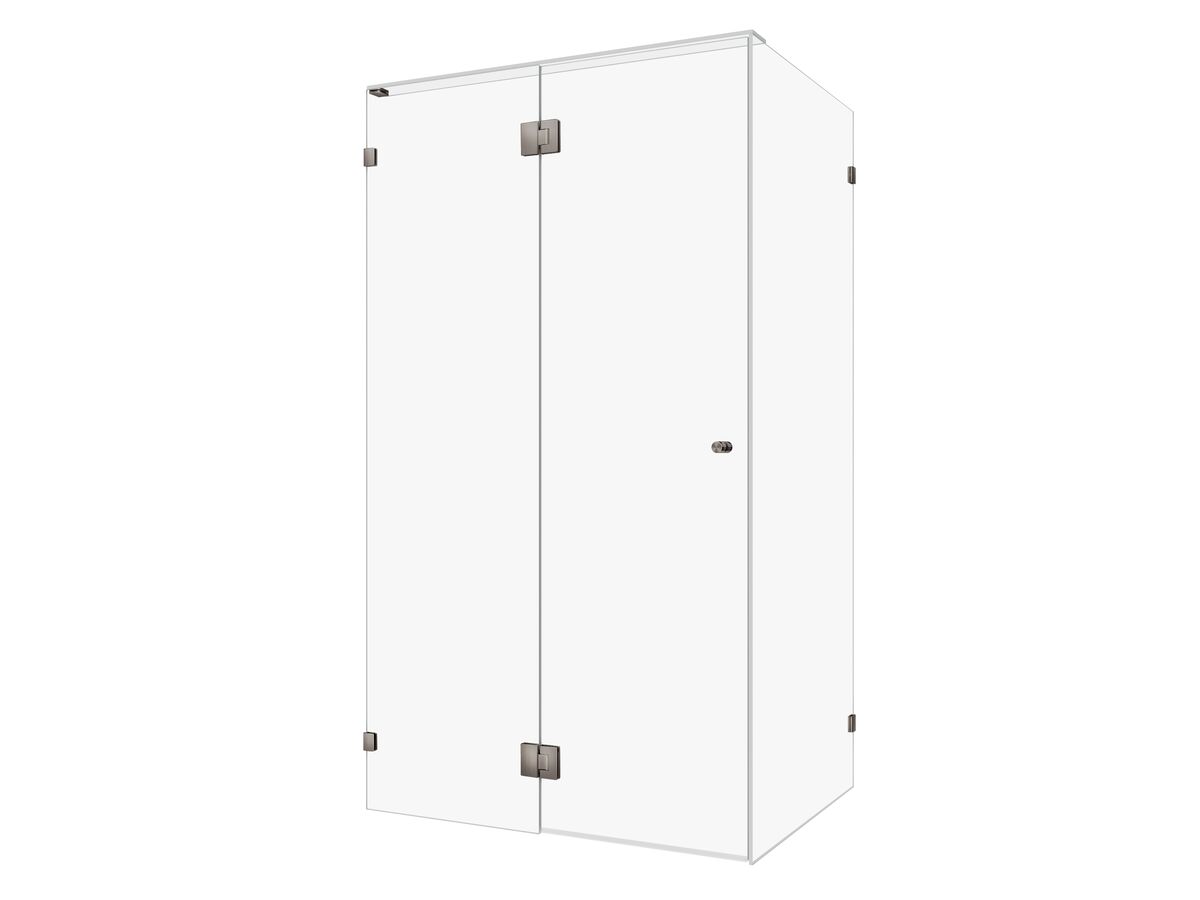 Hero - Kado Lux Frameless Enclosure with Wall Clips 1200 x 900mm Brushed Gunmetal