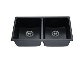 Memo Hugo Double Bowl Sink No Taphole Granite Black