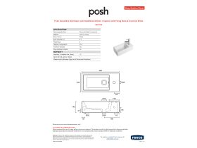 Specification Sheet - Posh Solus Mini Wall Basin Left Hand Bowl 485mm 1 Taphole with Fixing Bolts & Overflow White