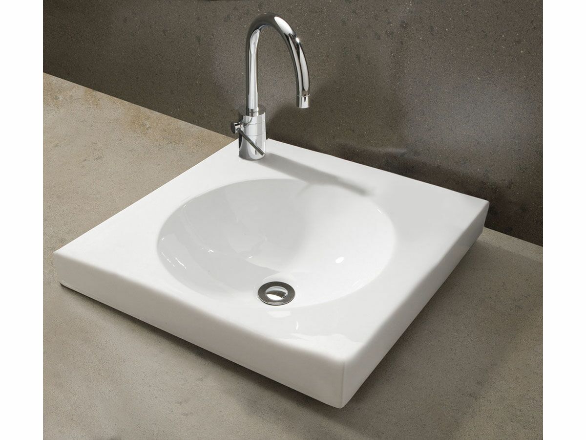 Kado Lux Square Semi inset Basin 1 Taphole White