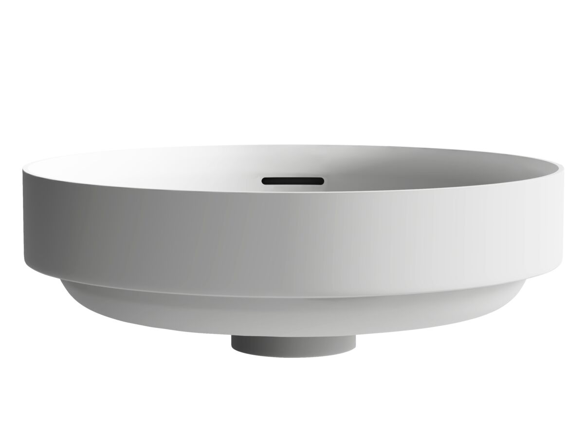 Supporting Image - Kado Lussi Thin Edge Round Semi Inset Basin with Solid Surface Plug and Waste 380mm