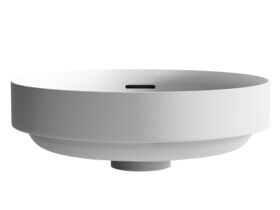 Supporting Image - Kado Lussi Thin Edge Round Semi Inset Basin with Solid Surface Plug and Waste 380mm
