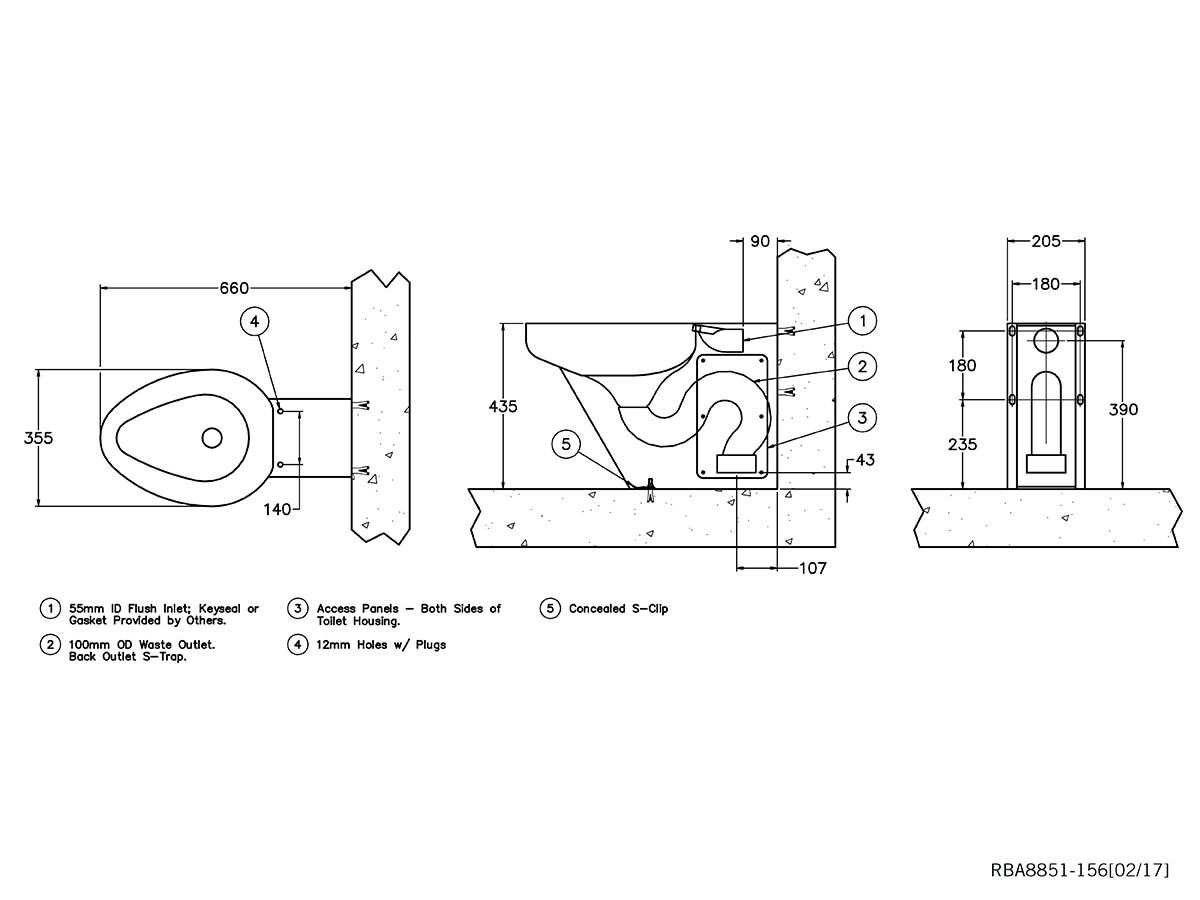 RBA Ambulant Toilet Pan S Trap (3 Star) Stainless Steel