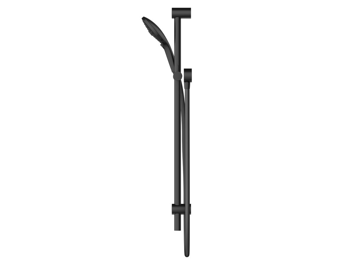 Posh Domaine Brass Single Rail Shower 3 Functions with Wall Water Inlet Matte Black (4 Star
