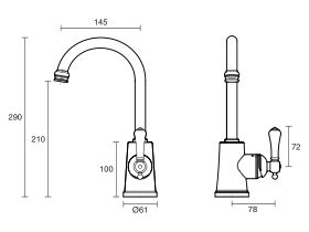 Kado Era Sink Mixer Small Porcelain Lever Handle