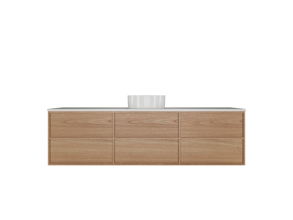 Kado Aspect Wall Hung Vanity Unit 1800mm Single Bowl 6 Drawer Corian 20mm Top