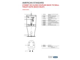 Spare Parts - American Standard Cygnet Overheight Close Coupled Back to Wall Back Inlet Toilet Suite with a Soft Close Quick Release White Seat (4 Star)
