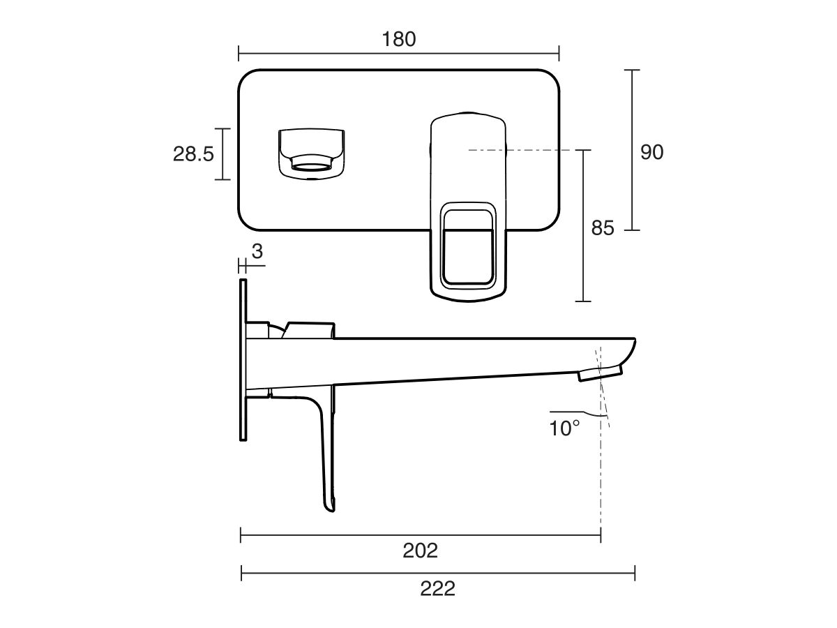 Nobili Acquario Wall Basin Mixer 200 Chrome (5 Star)