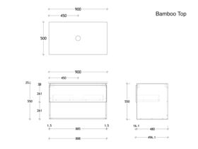 Posh Domaine All Drawer Shelf Vanity Unit& Plus 900 Bamboo