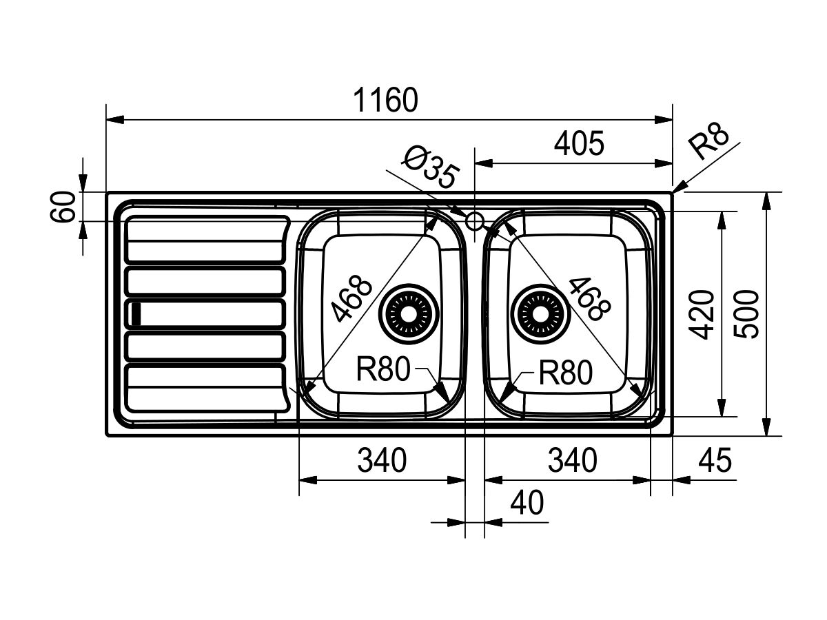 Franke Flash Flx621 Double Bowl Sink Only Left Hand DrainRight Hand Bowl from Reece